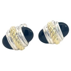 David Yurman Authentic Estate Onyx Cufflinks 14k Gold & Silver 12.5 Grams