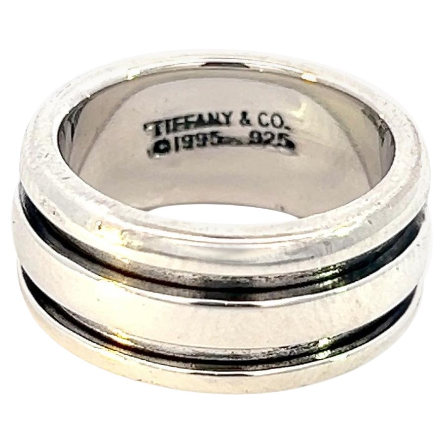 Tiffany & Co Estate Anillo Atlas acanalado Tamaño 6,5 Plata 9 mm