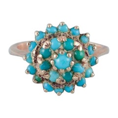Danish goldsmith, 14 karat gold ring adorned with turquoise. Art Deco style. 