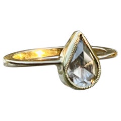 Antique Victorian 1 carat Victorian Pear Rose Cut Diamond Ring