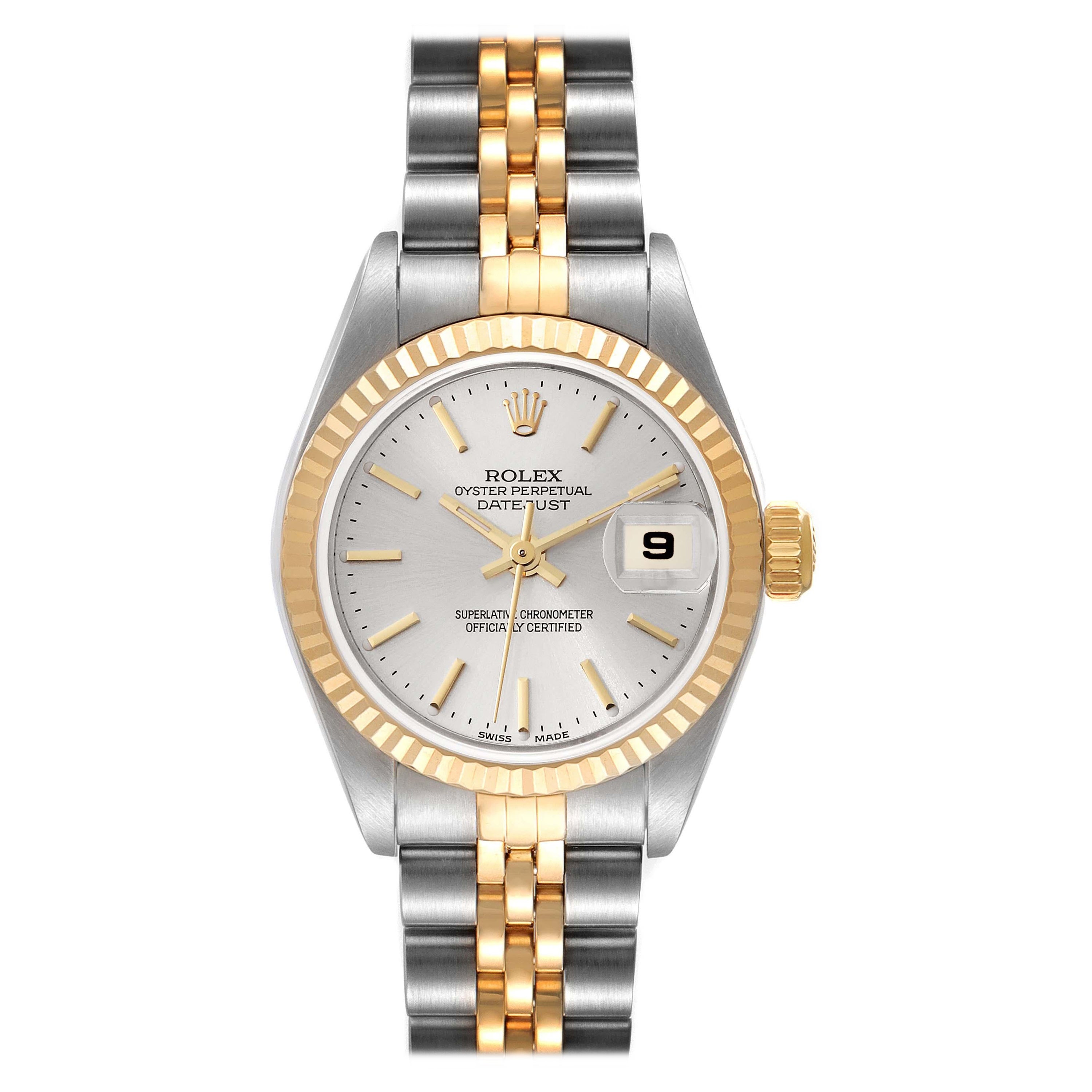 Rolex Datejust Steel Yellow Gold Silver Dial Ladies Watch 79173 Box Papers For Sale