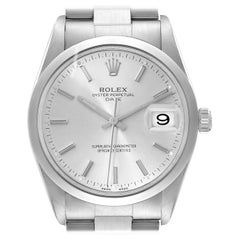 Rolex Date Silver Dial Smooth Bezel Steel Mens Watch 15200