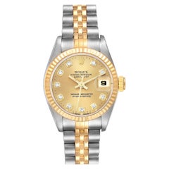 Vintage Rolex Datejust Diamond Dial Steel Yellow Gold Ladies Watch 69173