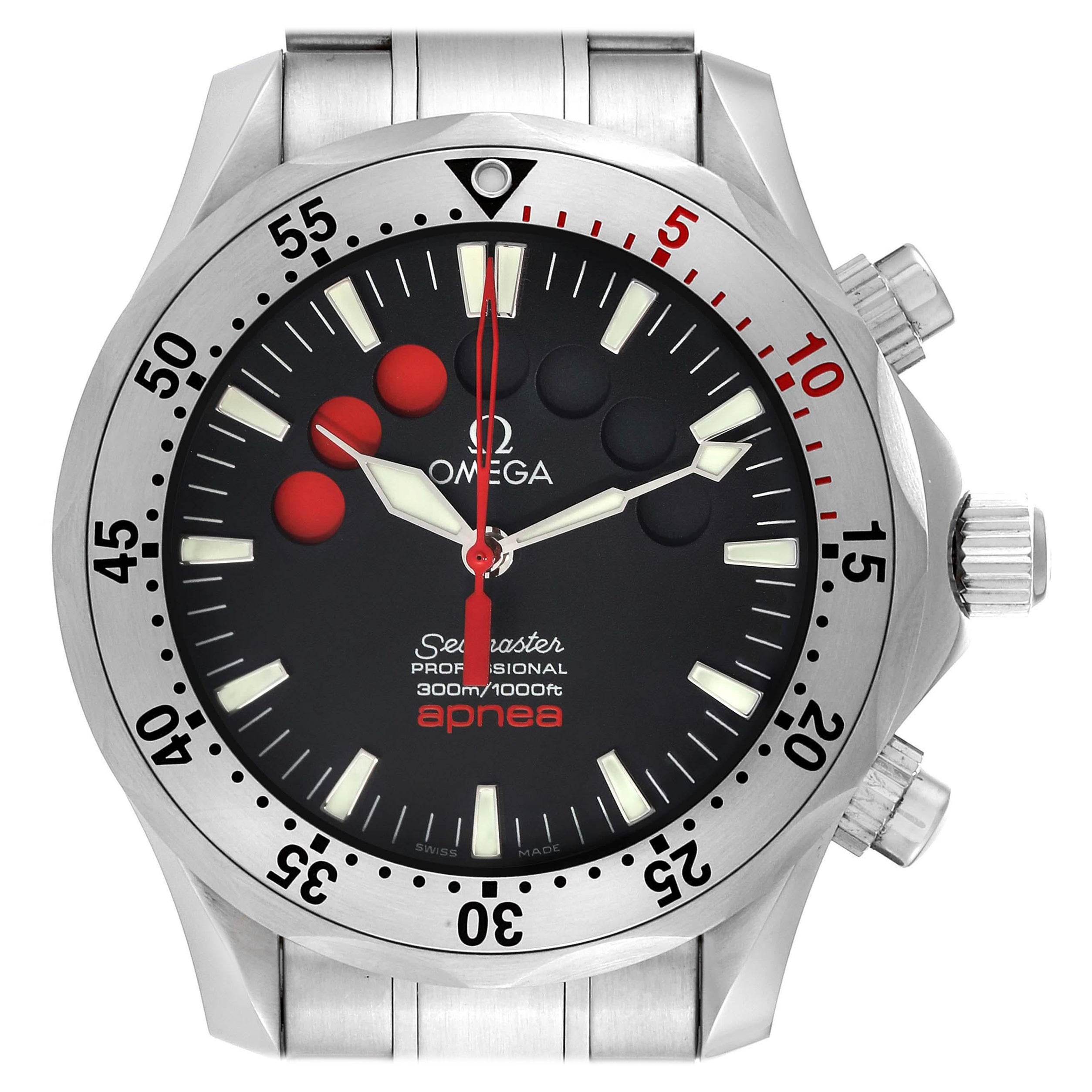Omega Seamaster Apnea Jacques Mayol Steel Mens Watch 2595.50.00 Box Card For Sale