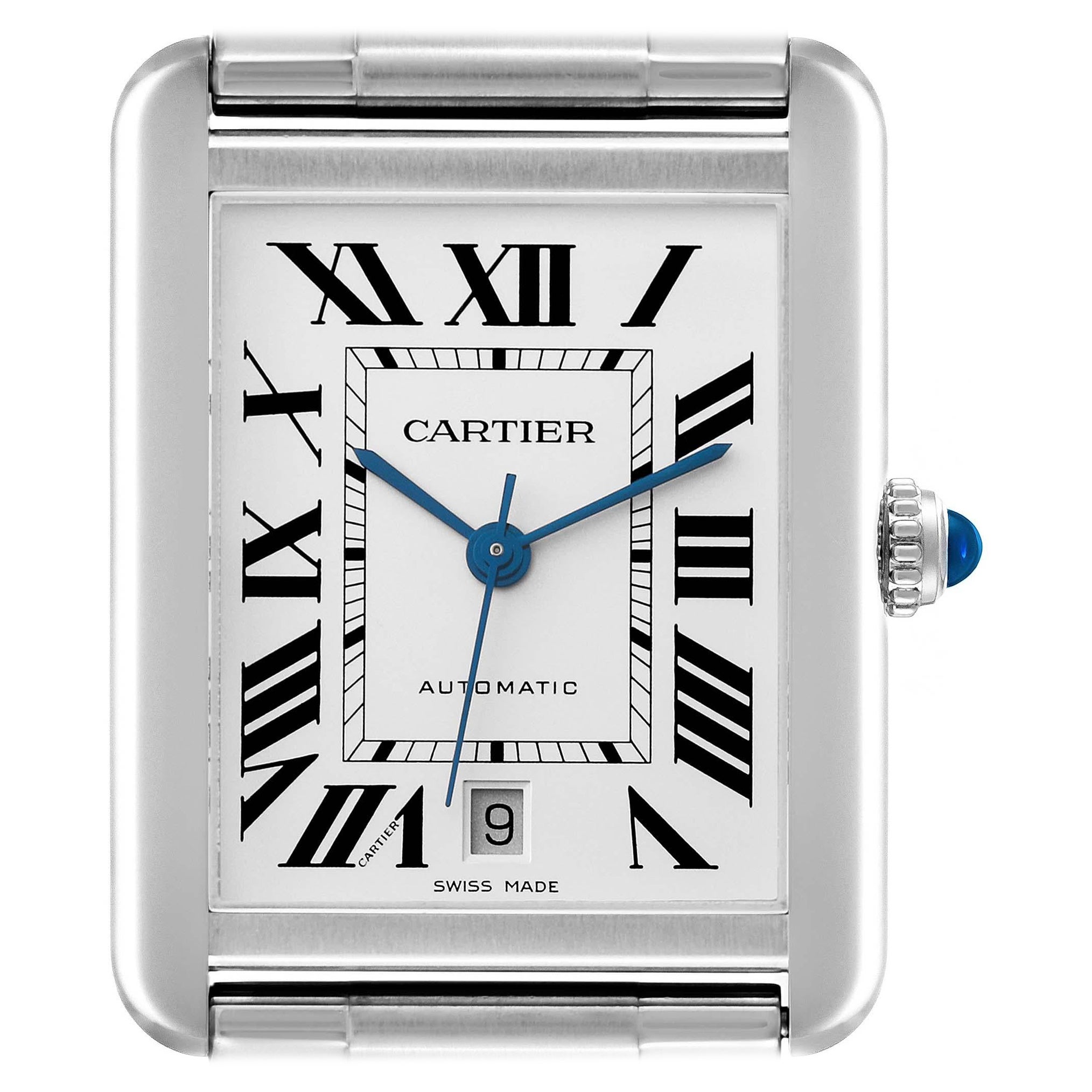 Cartier Tank Solo XL Silver Dial Automatic Steel Mens Watch W5200028 For Sale
