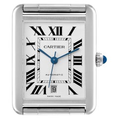 Reloj Cartier Tank Solo XL de acero automático con esfera plateada para caballero W5200028