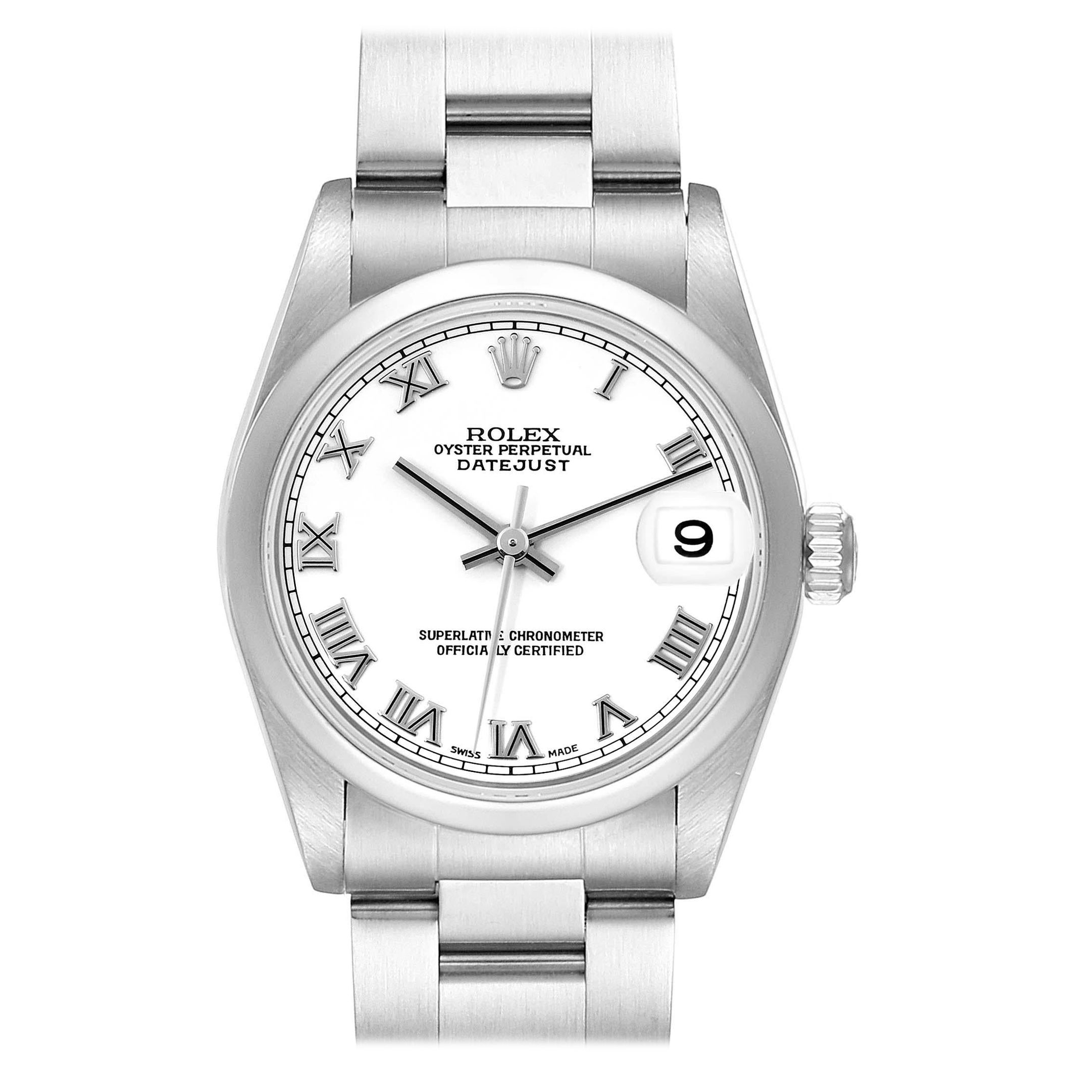 Rolex Montre Datejust 31 en acier avec cadran romain blanc, taille moyenne, pour femmes 78240