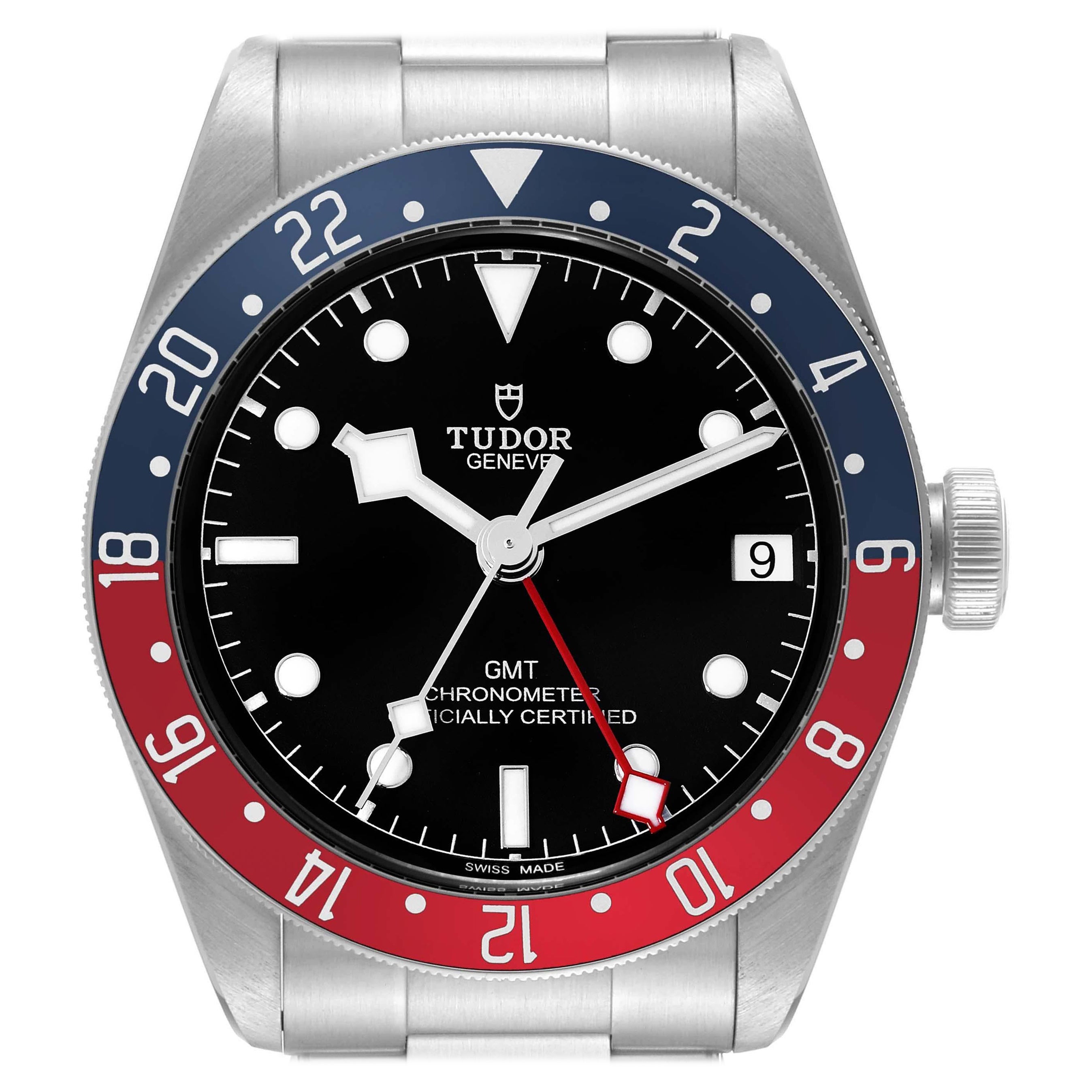 Tudor Heritage Black Bay GMT Pepsi Bezel Steel Mens Watch 79830RB Box Card For Sale