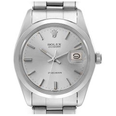 Rolex OysterDate Precision Silver Dial Vintage Steel Mens Watch 6694