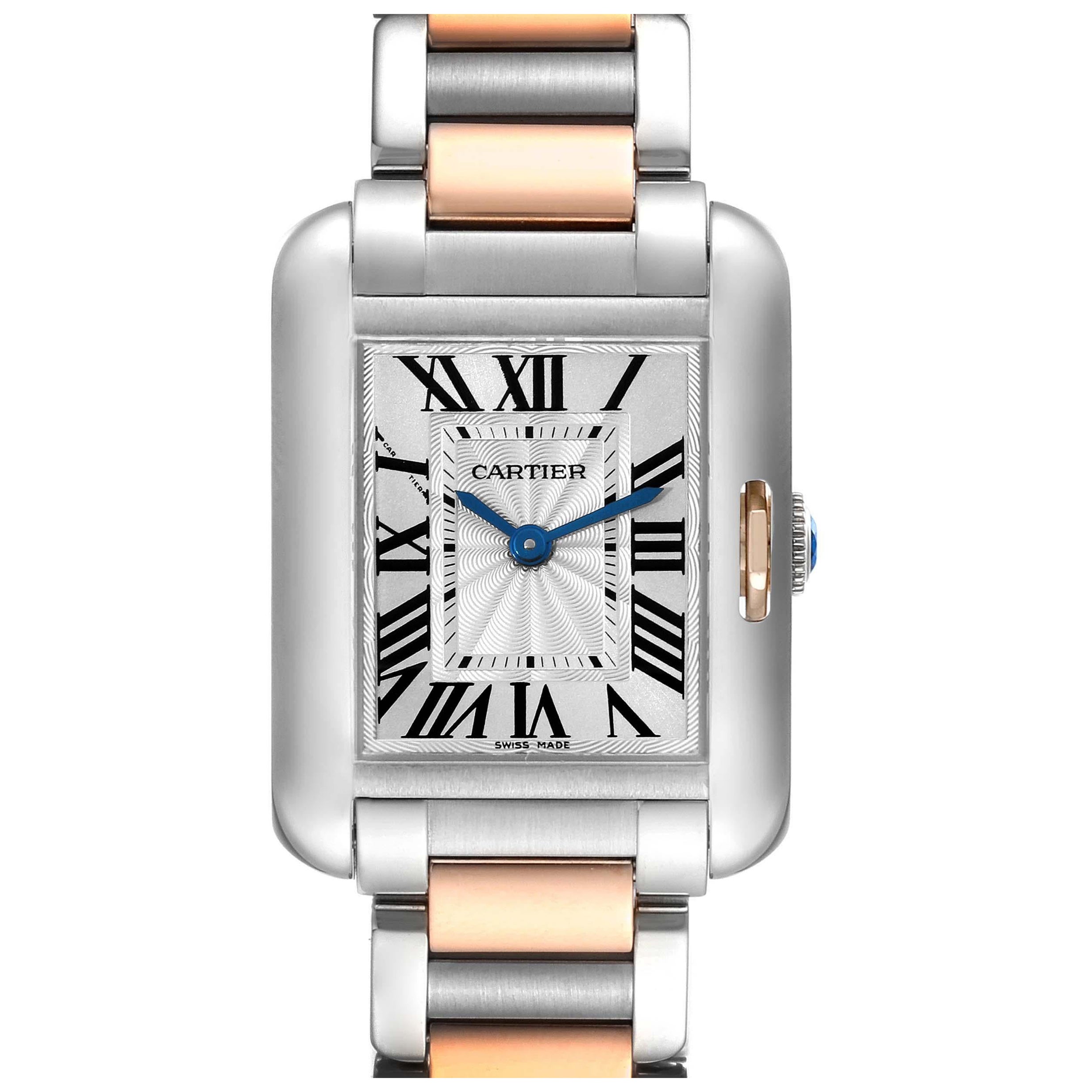 Cartier Tank Anglaise Small Steel Rose Gold Ladies Watch W5310036 Box Papers For Sale