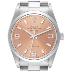 Rolex Air King Salmon Dial Smooth Bezel Steel Mens Watch 14000