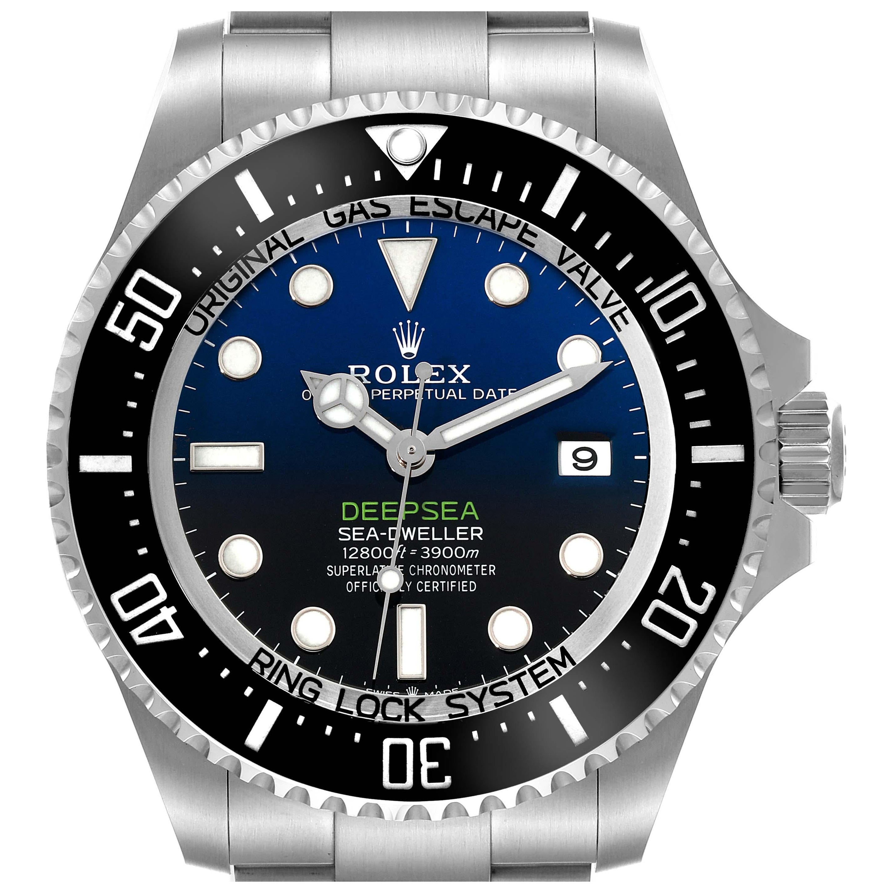 Rolex Seadweller Deepsea 44 Cameron D-Blue Dial Steel Mens Watch 136660 Box Card