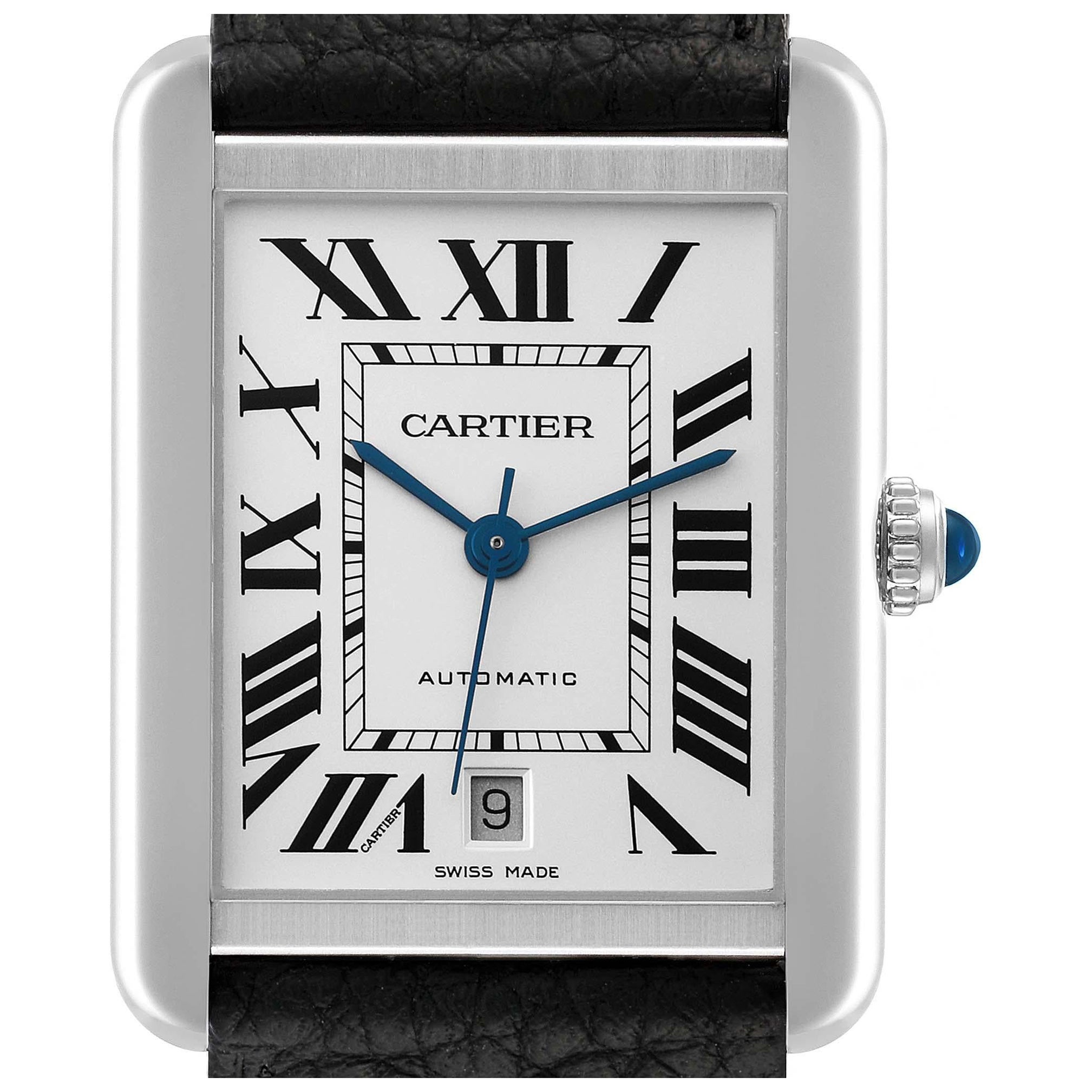 Cartier Tank Solo XL Automatic Silver Dial Steel Mens Watch W5200027 Card