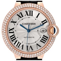 Cartier Montre Ballon Bleu 42 mm en or rose et diamants pour hommes WE900851 Boîte Card