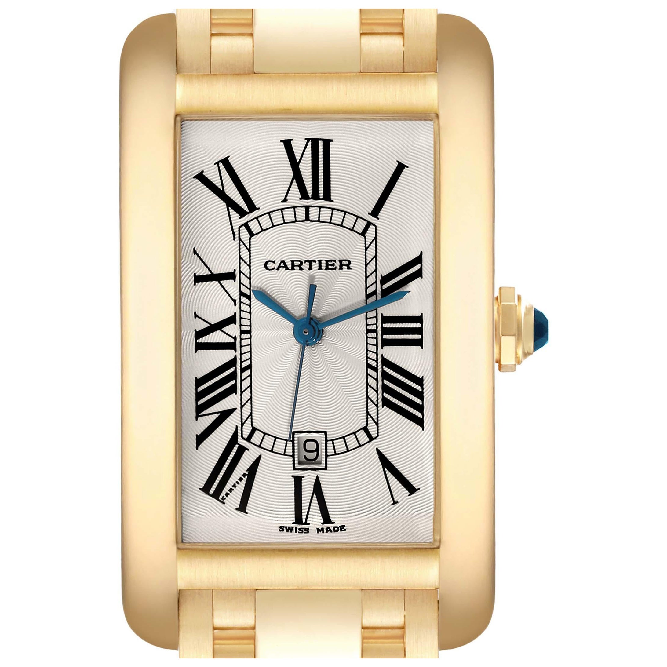 Cartier Tank Americaine Yellow Gold Automatic Mens Watch W26054K2 For Sale