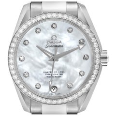 Omega Aqua Terra Mother Of Pearl Dial Diamond Steel Ladies Watch Unworn