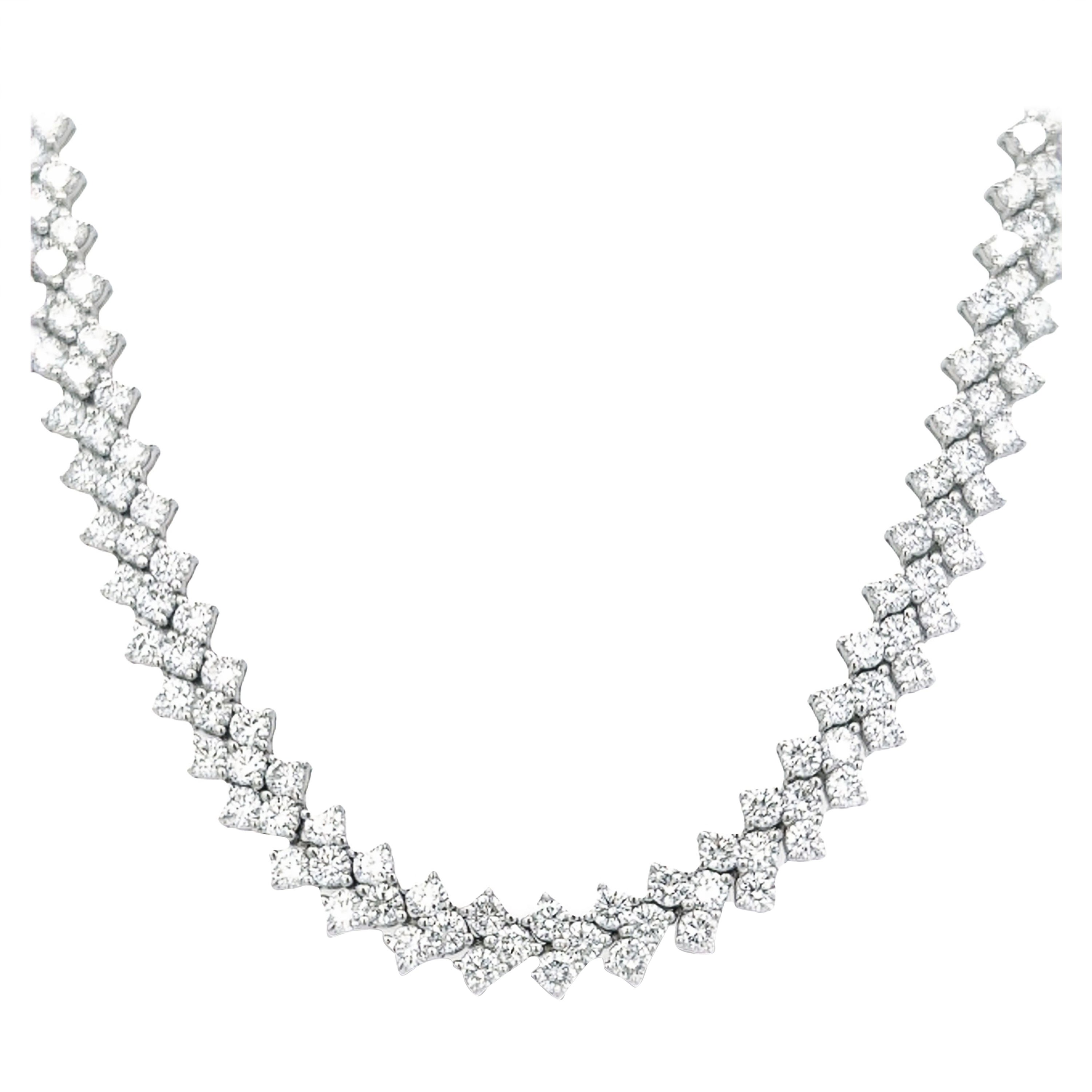 Alexander Beverly Hills 21.65ct Three-Row Diamond Necklace 18 Karat White Gold For Sale