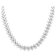 Vintage Alexander Beverly Hills 21.65ct Three-Row Diamond Necklace 18 Karat White Gold