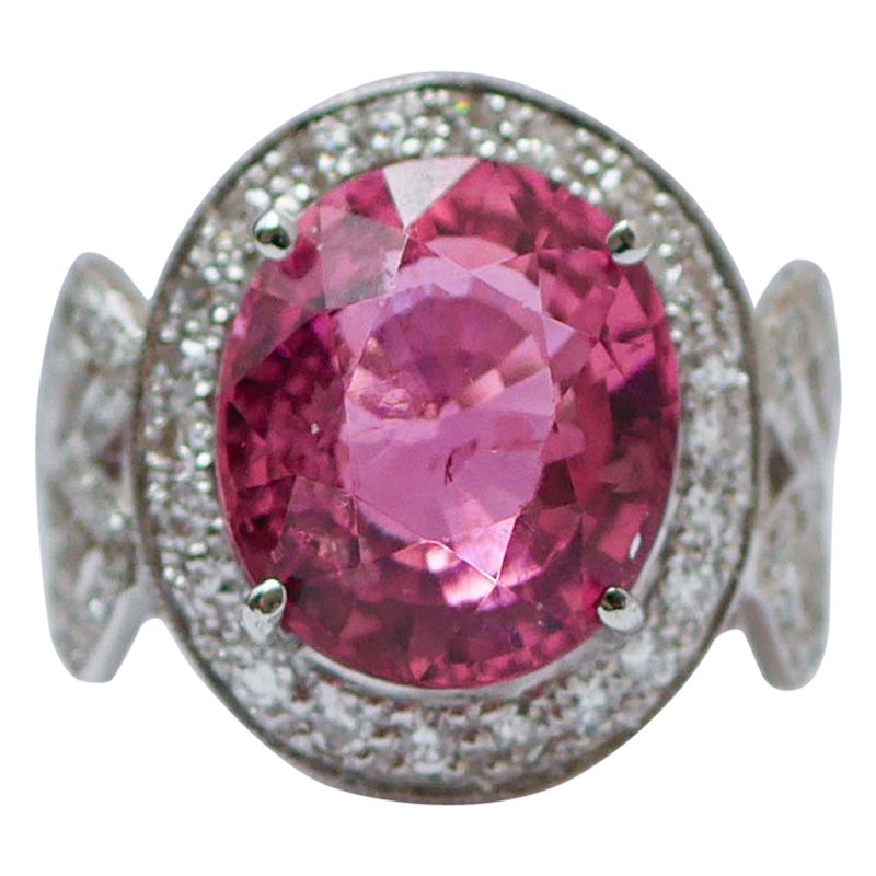 Tourmaline, Diamonds, Platinum Ring. For Sale