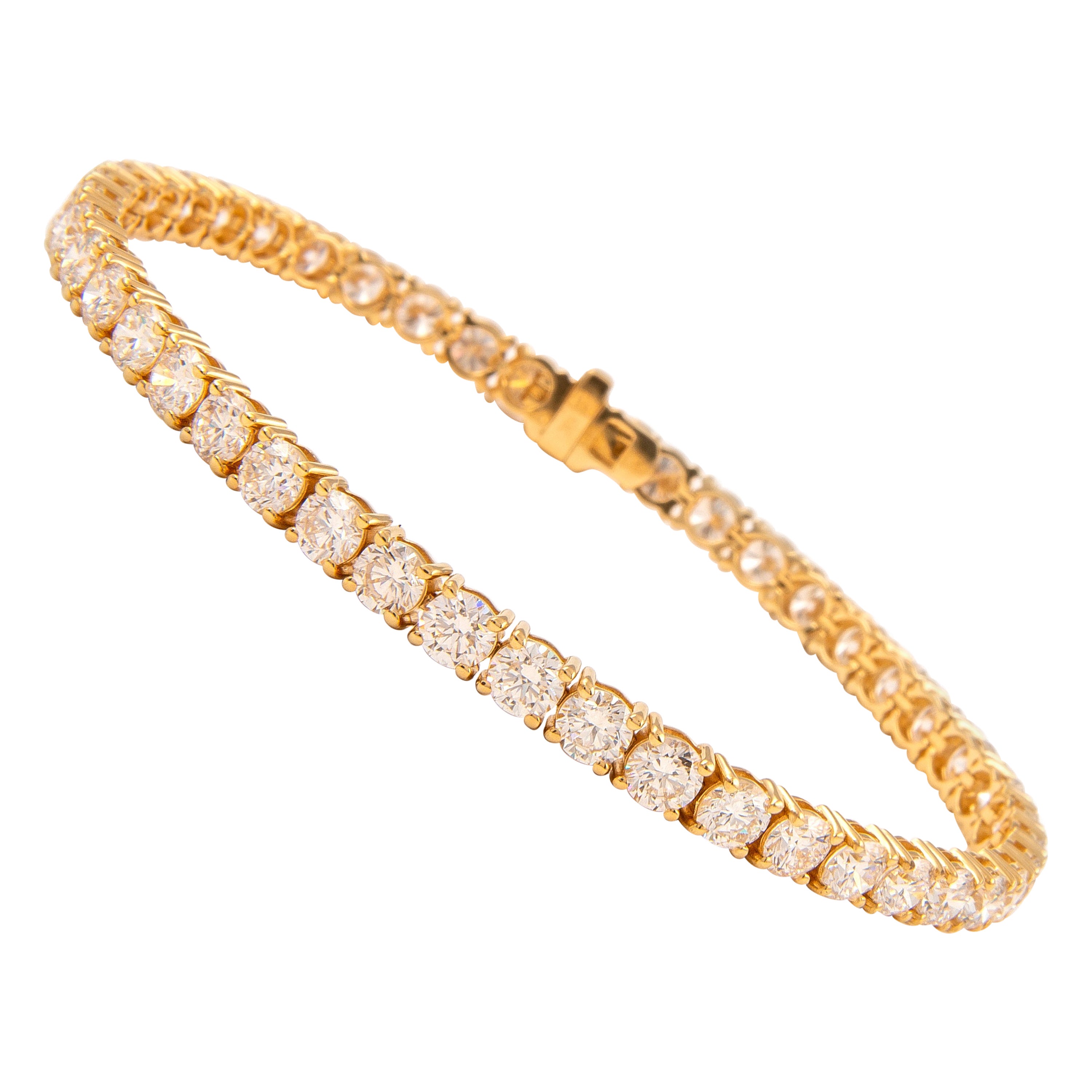 Alexander Beverly Hills 9.97ct Diamond Tennis Bracelet 18-Karat Yellow Gold For Sale