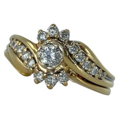 Retro Keepsake 0.60 Carat Diamonds Engagement Ring 14k Gold 