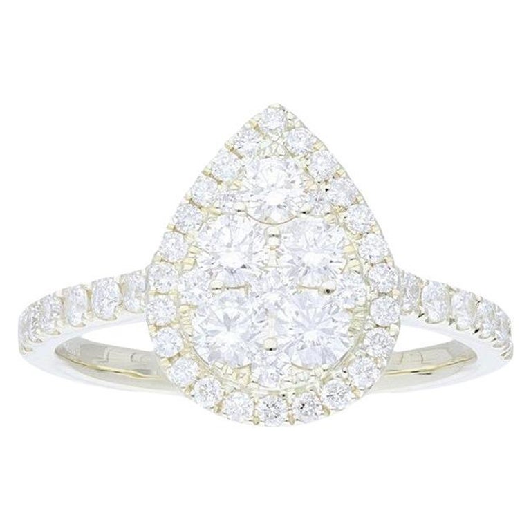 Anello a grappolo con pera Moonlight Collection: 1,2 carati di diamanti in oro giallo 14K