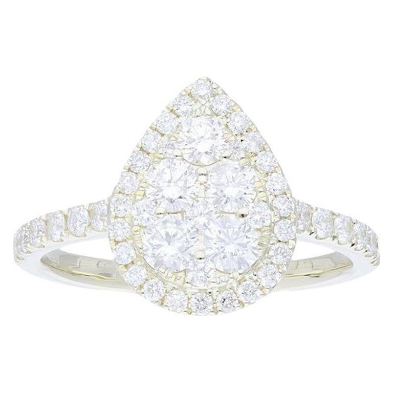 Moonlight Kollektion Birnen-Cluster-Ring: 1,2 Karat Diamanten in 14K Gelbgold im Angebot