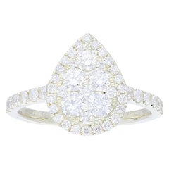 Moonlight Collection Pear Cluster Ring: 1.2 Carat Diamonds in 14K Yellow Gold