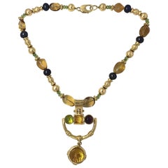 20 Zoll Perlen-Anhänger-Halskette mit Citrin und Peridot 14k Gelbgold