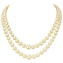 Two Strand Japanese Cultured Round White Pearl Necklace 11