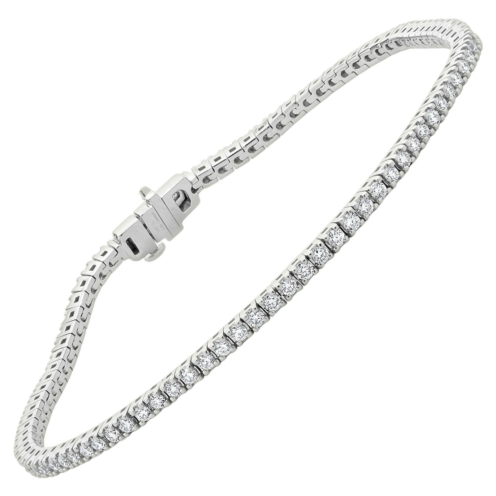 Bracelet tennis en or blanc 14 carats avec diamants taille laboratoire en vente
