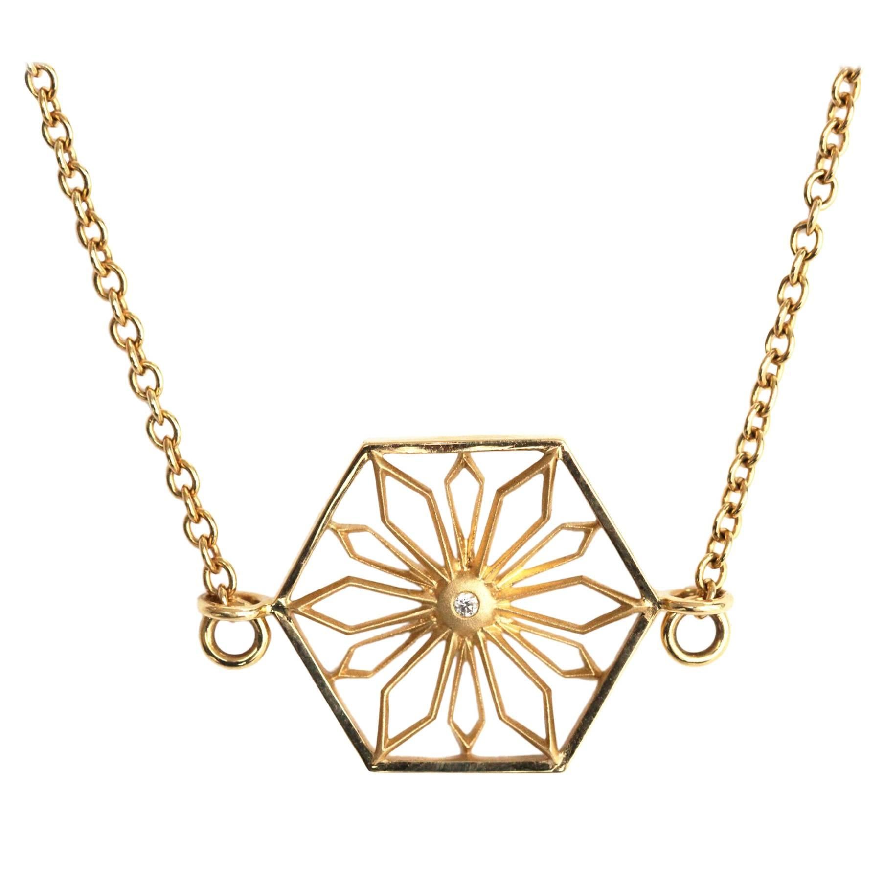 Snowflakes Power Gold Necklace For Sale at 1stDibs