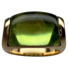 Rare Bvlgari Bulgari Tronchetto 18k Yellow Gold Green Tourmaline Ring with Box