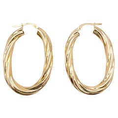 Modern 18K Yellow Gold Hoops Earrings circa 1980