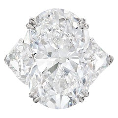 Bague en platine de 4 carats certifiée GIA avec diamant ovale de taille excellente