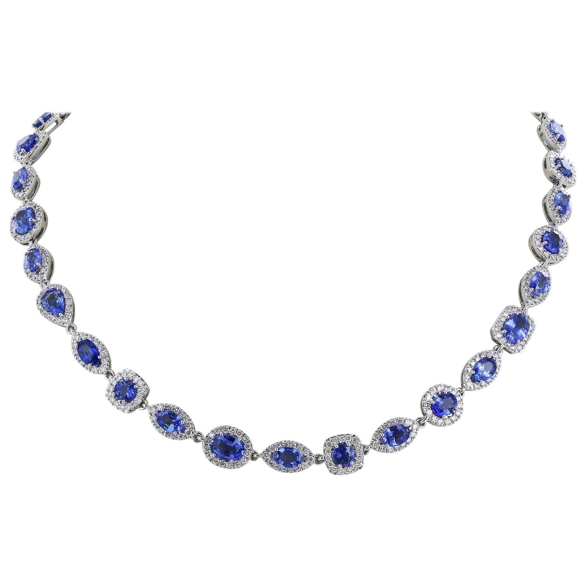 47.98 Carat Sapphire Diamond Opera Length Necklace and Bracelet For Sale