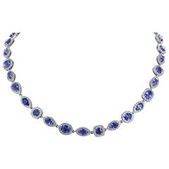 47.98 Carat Sapphire Diamond Opera Length Necklace and Bracelet