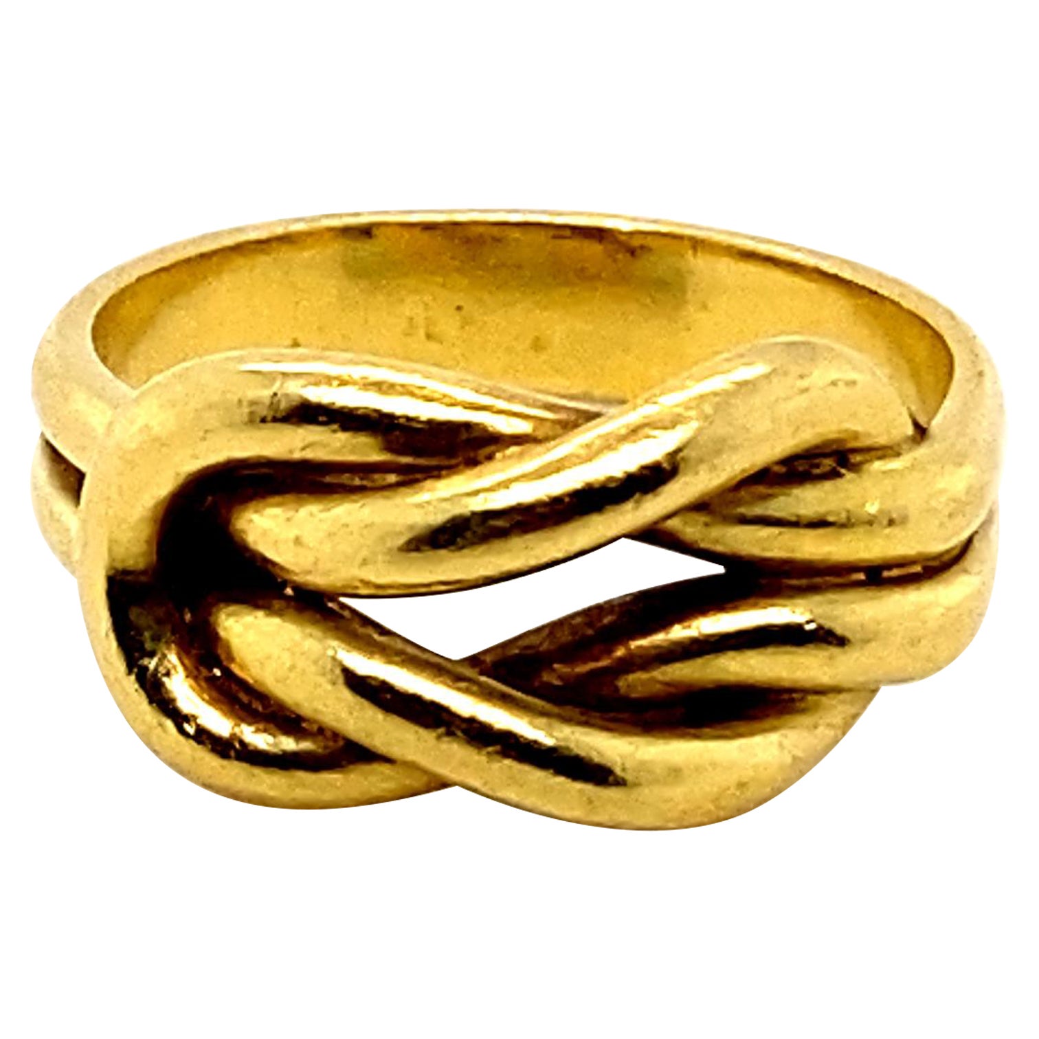 Lovers Knot 18 Karat Yellow Gold Ring For Sale