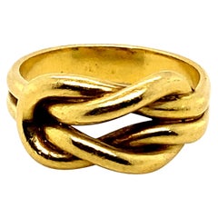 Retro Lovers Knot 18 Karat Yellow Gold Ring