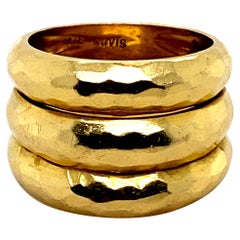 Retro Triple Row 18 Karat Yellow Gold Ring