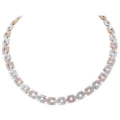 12.81 Carat Argyle Pink Diamond Panther Two-Color Gold Link Necklace