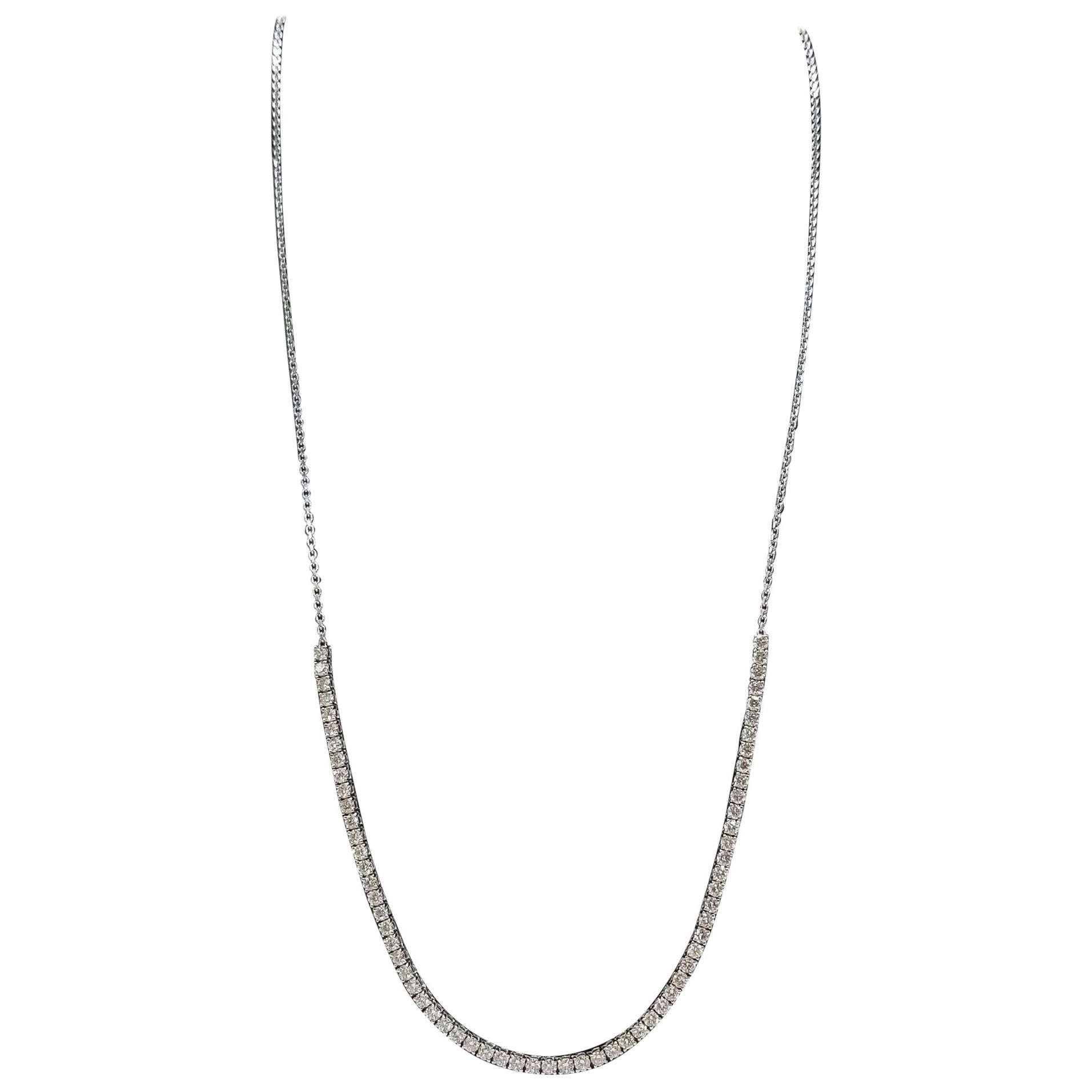 4.08 Ctw Mini Diamant Tennis Necklace 14 Karat White Gold 22'' (collier de tennis) en vente
