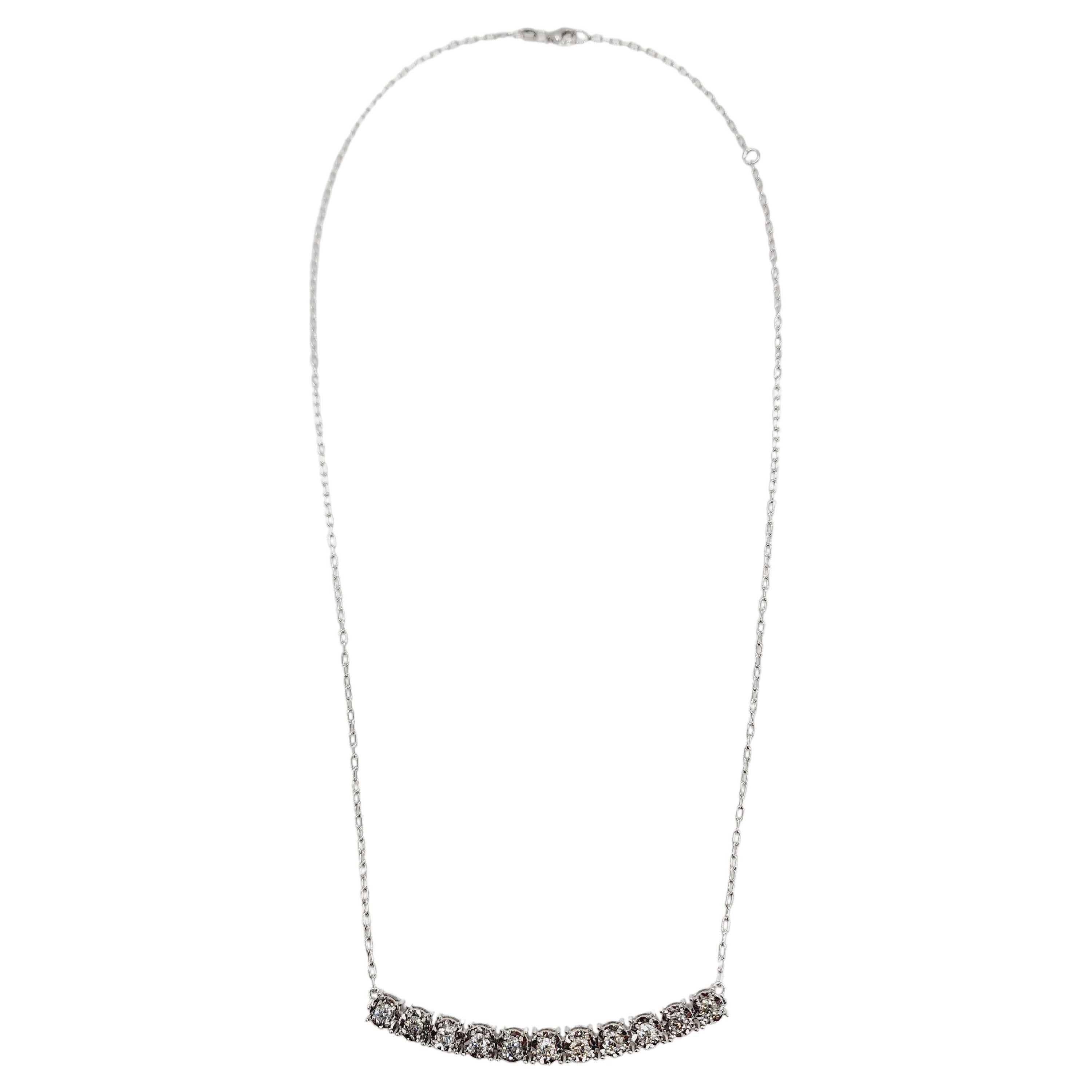 1.37 Carat Diamond Mini Illusion Necklace 14 Karat White Gold 18''