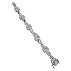 Natural Yellow and White Diamond Bracelet 15.86 carat total in 18k White Gold