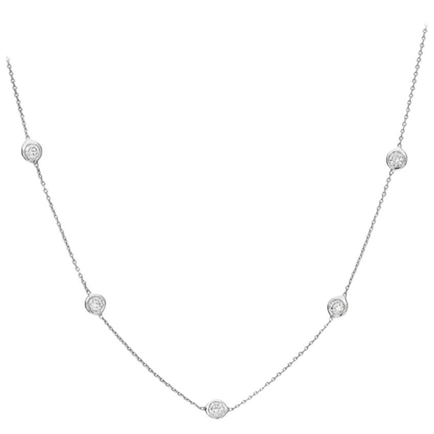 Five Round Diamonds by the Yard Necklace For Sale