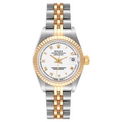 Vintage Rolex Datejust White Roman Dial Steel Yellow Gold Ladies Watch 69173