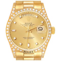 Used Rolex President Day-Date Yellow Gold Diamond Mens Watch 18138