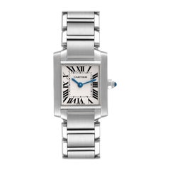 Cartier Tank Francaise Small Silver Dial Steel Ladies Watch W51008Q3 Box Papers