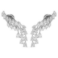 Natural 4.31 Carat Pear & Marquise Diamond Earrings 18 Karat White Gold Jewelry