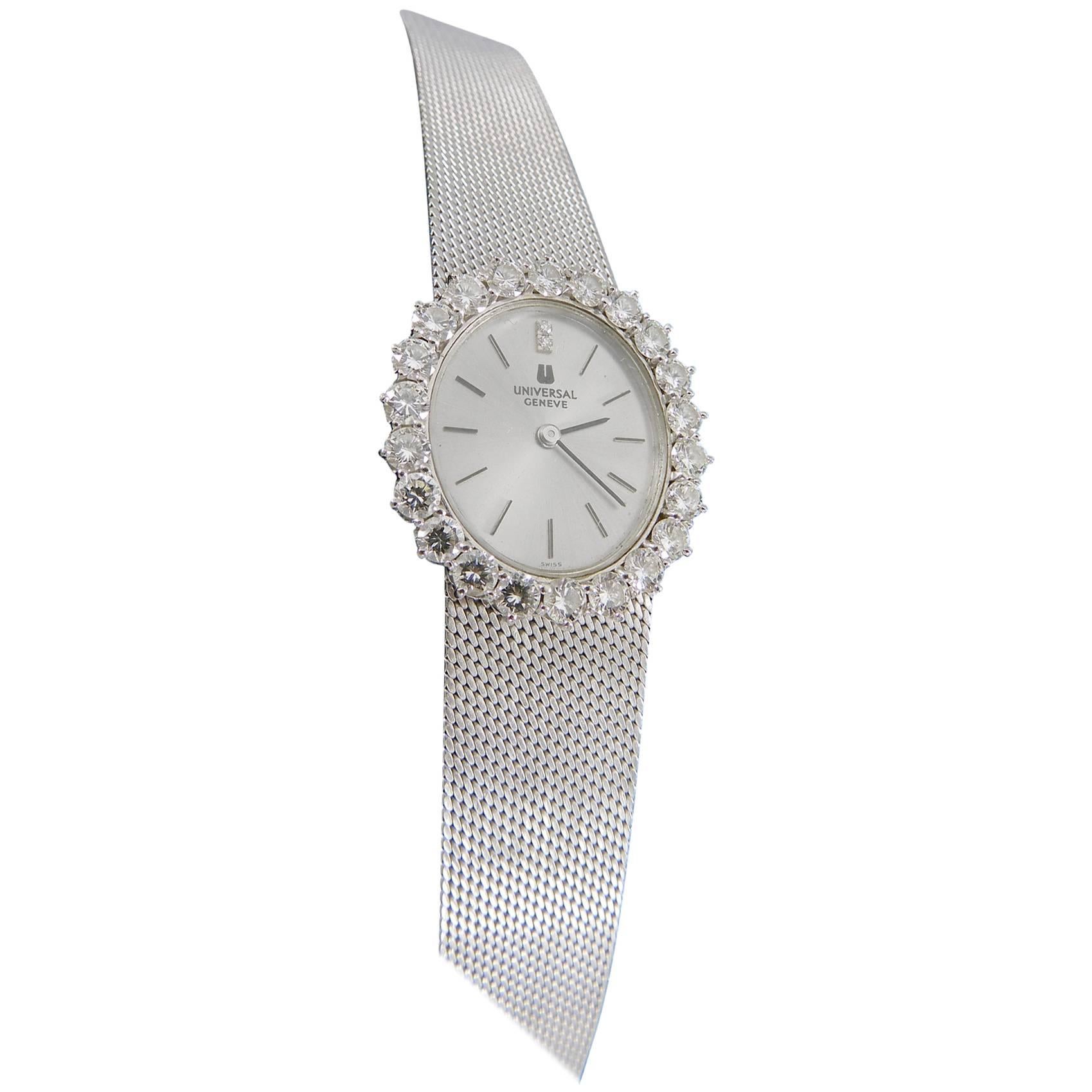 Universal Geneve Ladies White Gold Diamond Wristwatch